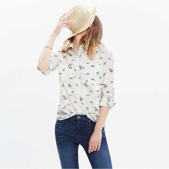 Madewell Shrunken Trapeze Shirt in Cat Walk Size XXS long sleeve shirt - Picture 4 of 5